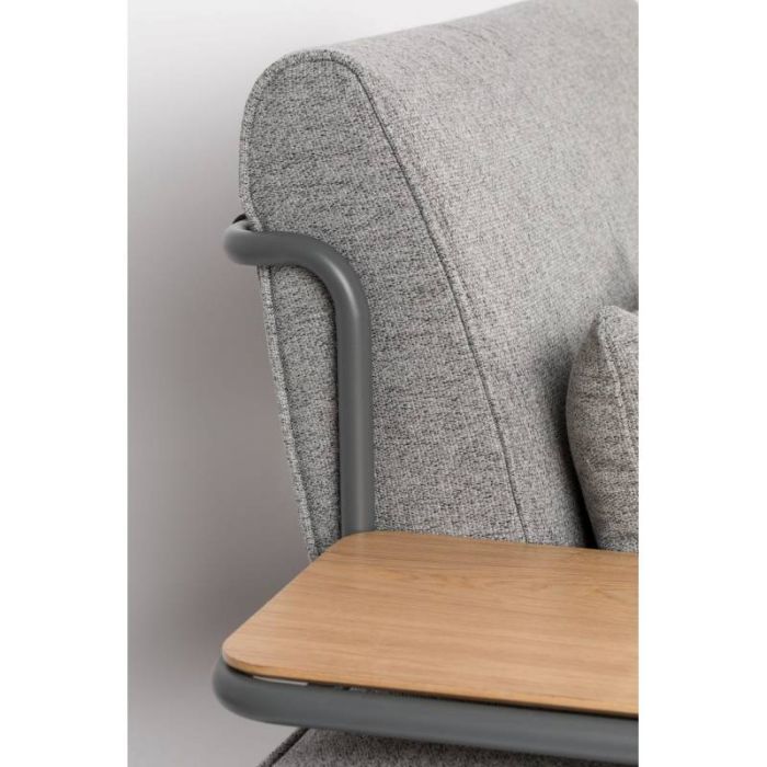 Sofá Diván 3 Plazas Tejido Gris Metal, 185 Cm