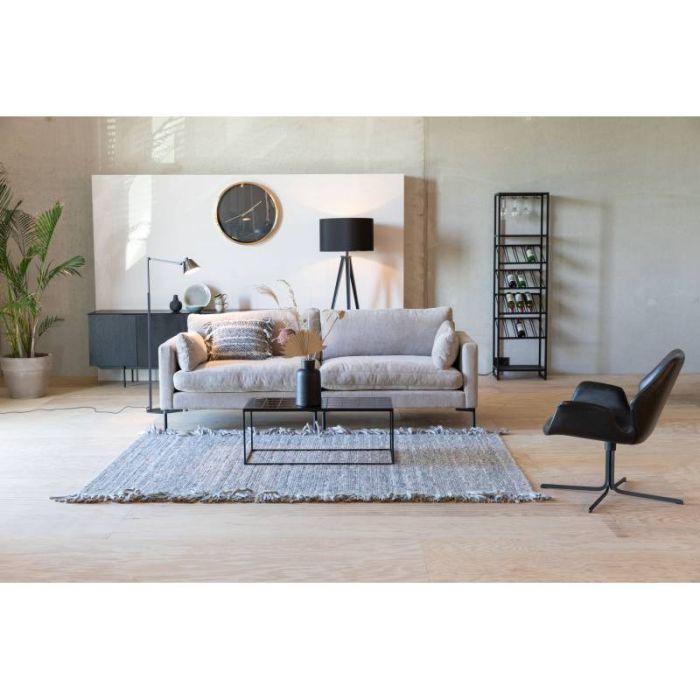 Sofá 3 Plazas Tejido Beige Acero Negro, 230 Cm