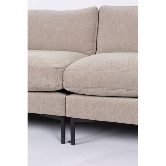 Sofá 3 Plazas Tejido Beige Acero Negro, 230 Cm