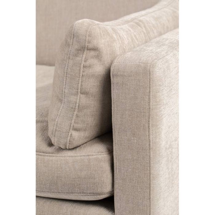 Sofá 3 Plazas Tejido Beige Acero Negro, 230 Cm