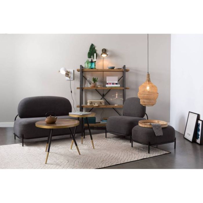 Sofá Curvo Tejido Gris Hierro, 125 Cm