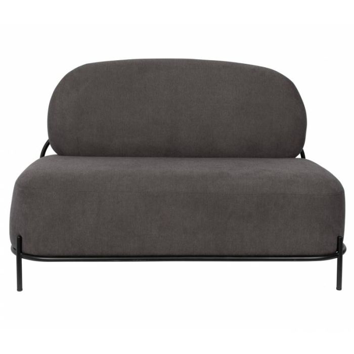 Sofá Curvo Tejido Gris Hierro, 125 Cm