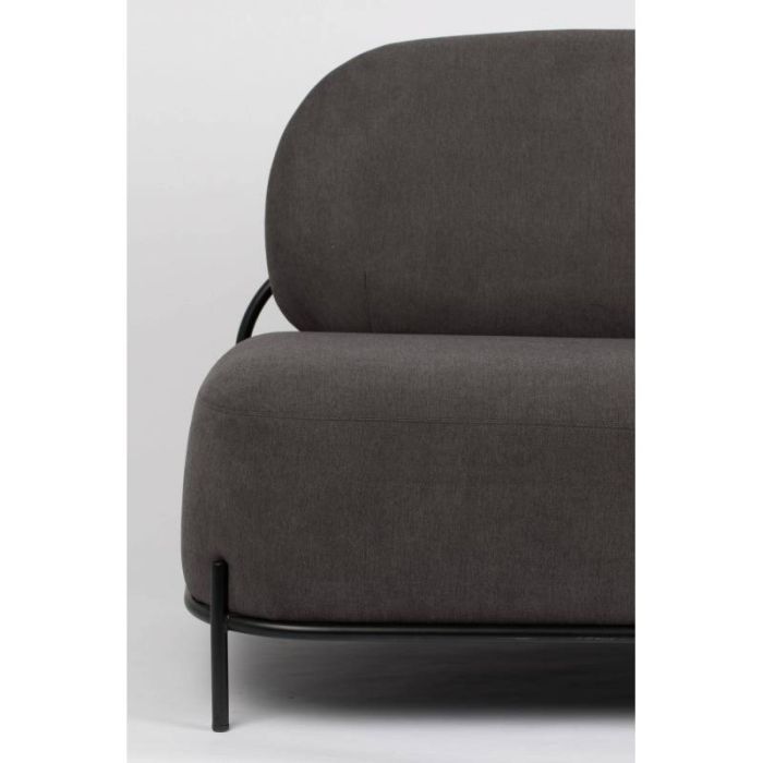 Sofá Curvo Tejido Gris Hierro, 125 Cm