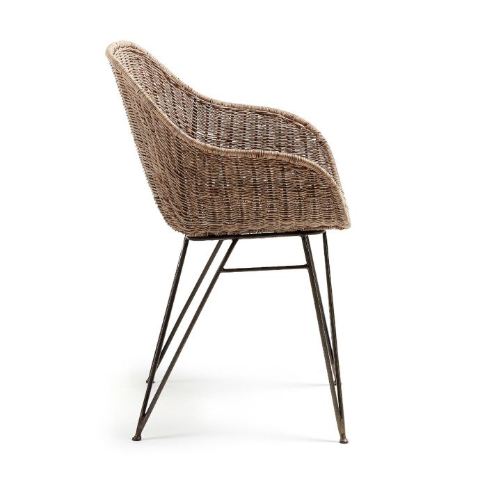 Silla Diseño Tropical Ratán Gris Hierro Negro