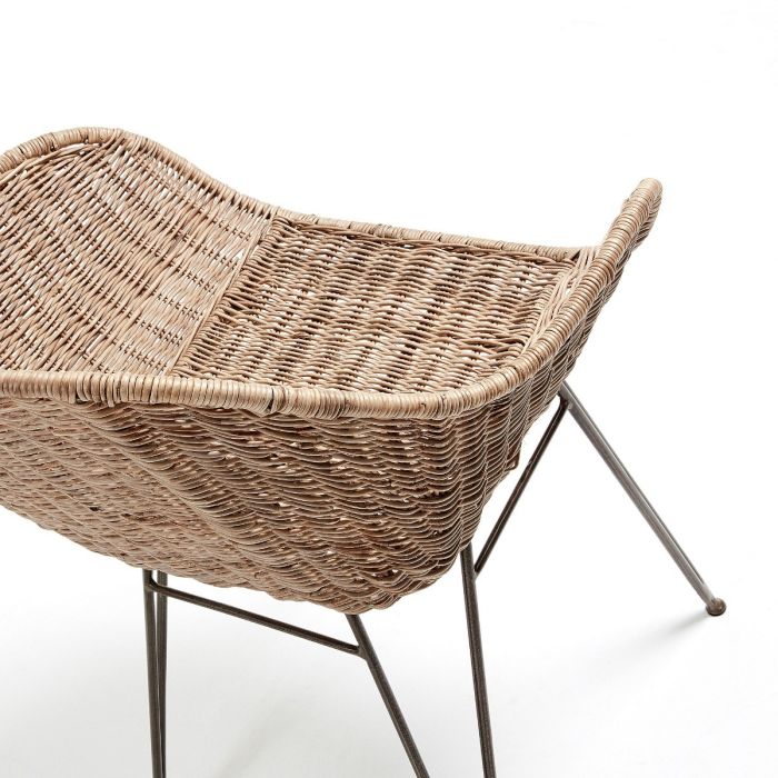 Silla Diseño Tropical Ratán Gris Hierro Negro