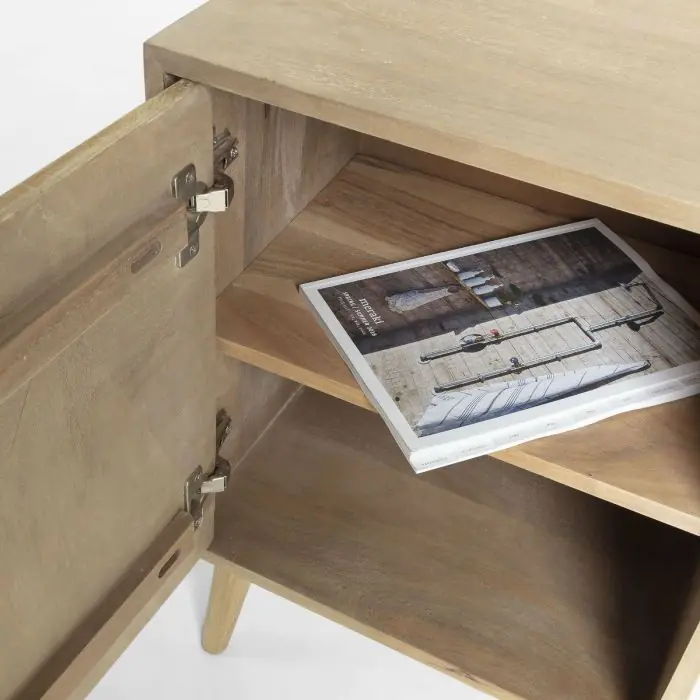 Mesita de Noche Madera Natural 1 Puerta,60 Cm