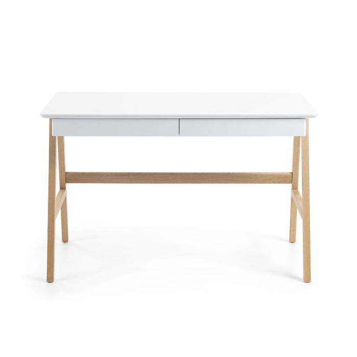 Escritorio Lacado Blanco Madera Maciza Fresno,120 x 60 Cm