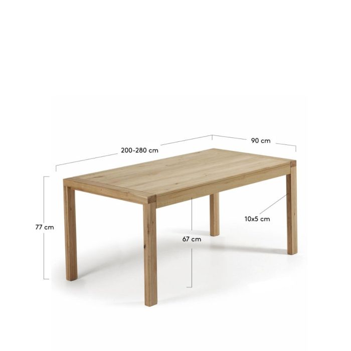 Mesa Extensible Moderna, Madera de Roble Natural, 180 Cm