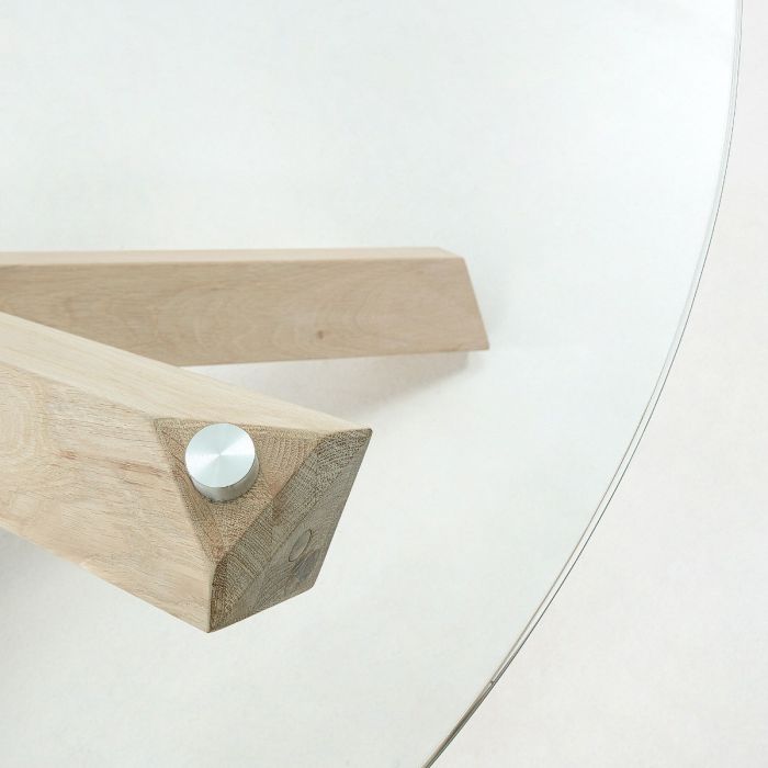 Mesa Redonda Cristal Madera industrial, 120 Cm