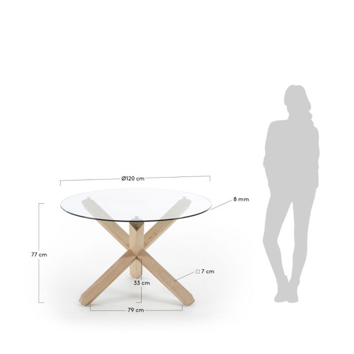 Mesa Redonda Cristal Madera industrial, 120 Cm