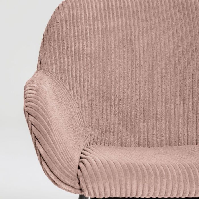 Silla Tejido Pana Rosa Acero Negro, 83 Cm