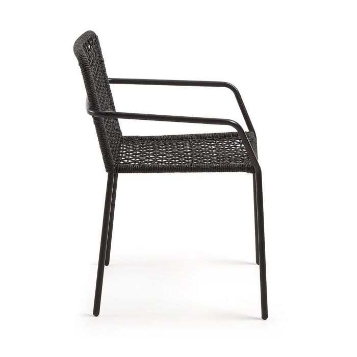 Silla Exterior Ellen Cuerda Negra trenzada hierro negro