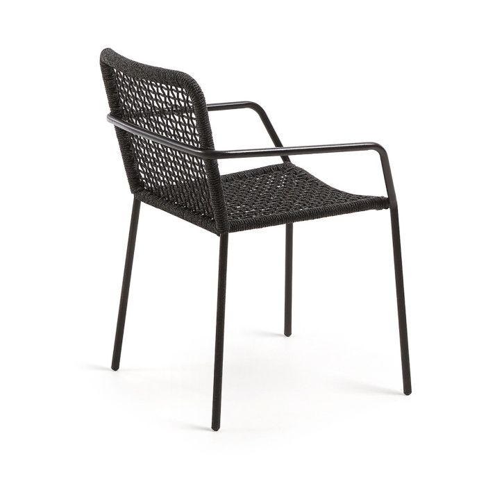 Silla Exterior Ellen Cuerda Negra trenzada hierro negro