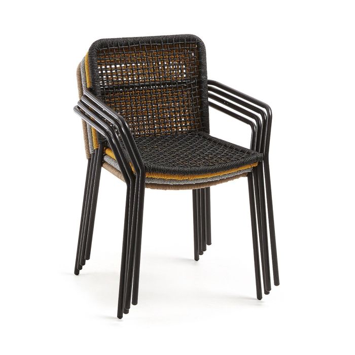Silla Exterior Ellen Cuerda Negra trenzada hierro negro