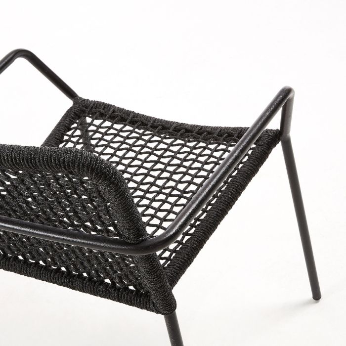 Silla Exterior Ellen Cuerda Negra trenzada hierro negro