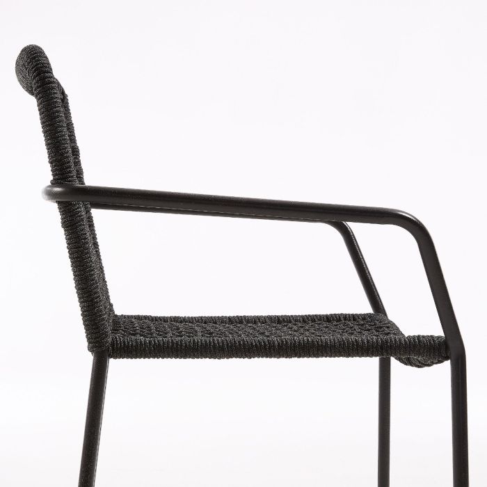 Silla Exterior Ellen Cuerda Negra trenzada hierro negro