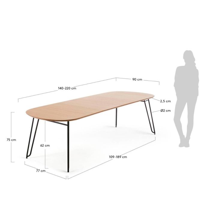 Mesa Comedor Extensible Roble Natural