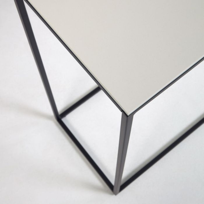 Consola Sobre Porcelánico Blanco Estructura Acero, 110 Cm