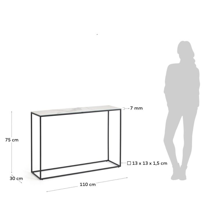 Consola Sobre Porcelánico Blanco Estructura Acero, 110 Cm