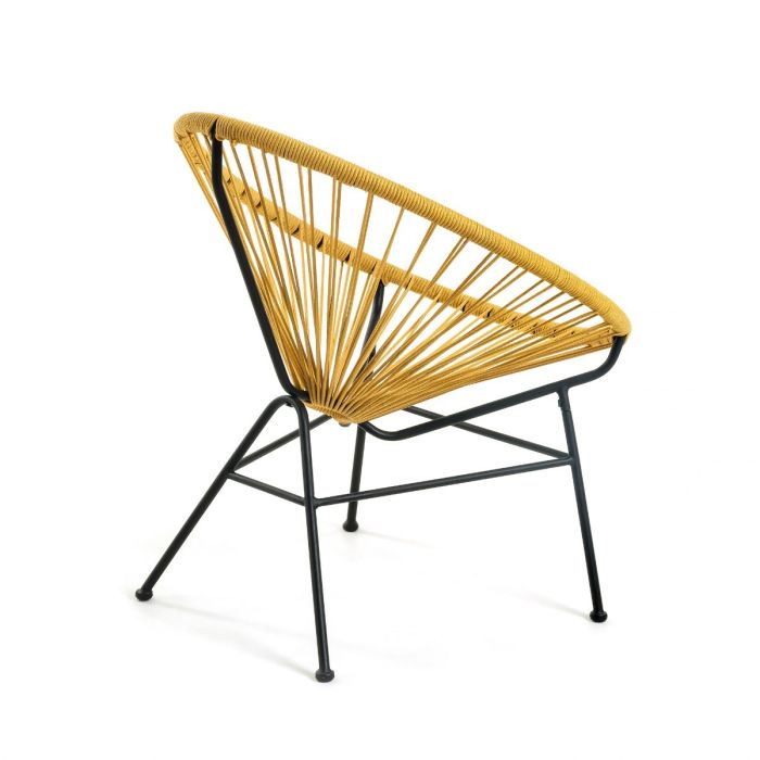 Sillón Cuerda Mostaza Acero Galvanizado Negro, 72 Cm