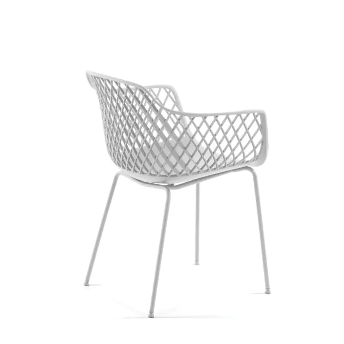 Silla Exterior Polipropileno Acero Blanco, 60 Cm