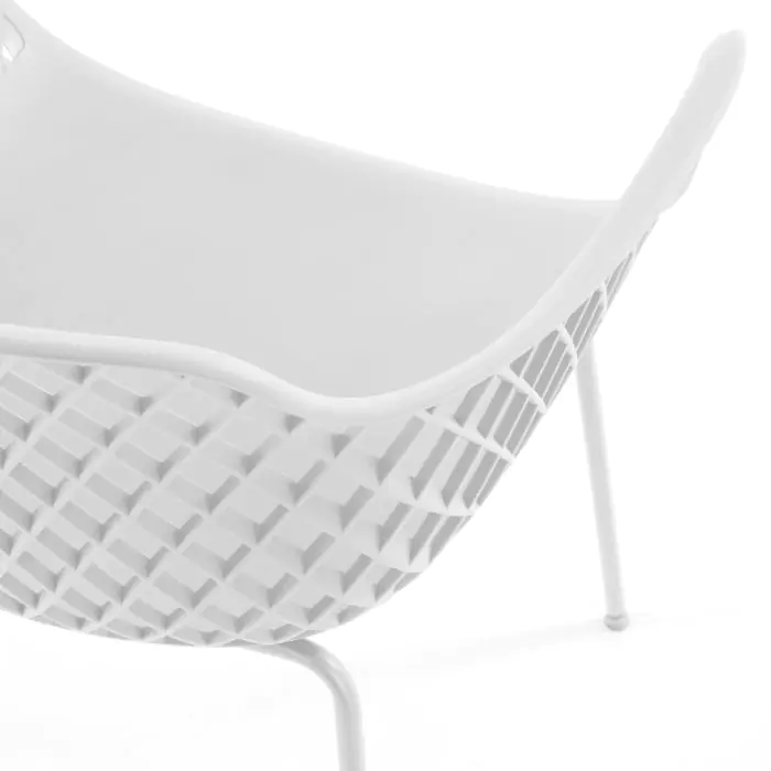 Silla Exterior Polipropileno Acero Blanco, 60 Cm
