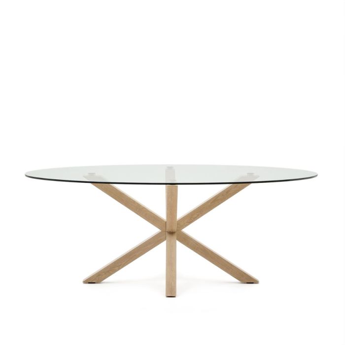 Mesa Argo Cristal Acero Efecto Madera, 200 Cm