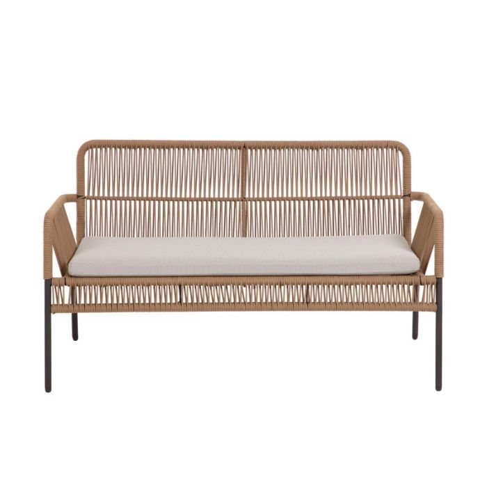 Sofá Samanta 2 plazas Estilo Étnico Beige Cuerda Acero, 133 Cm