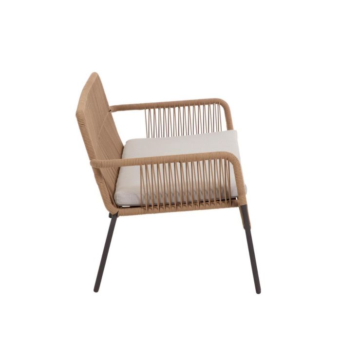 Sofá 2 plazas Cuerda Beige Acero, 133 Cm
