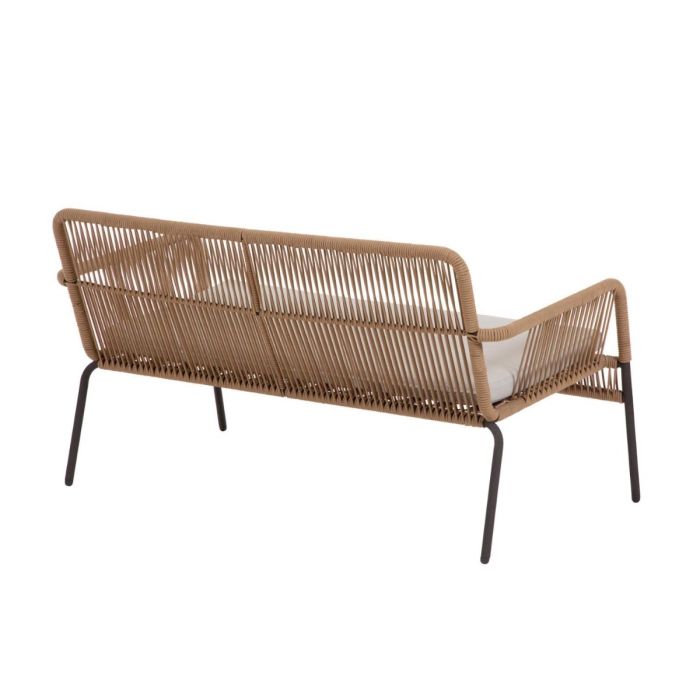 Sofá 2 plazas Cuerda Beige Acero, 133 Cm