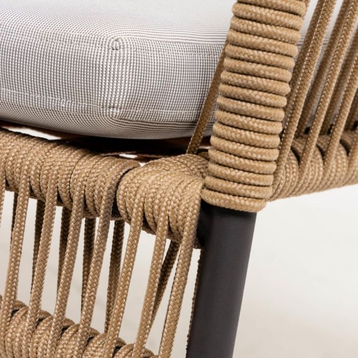 Sofá 2 plazas Cuerda Beige Acero, 133 Cm