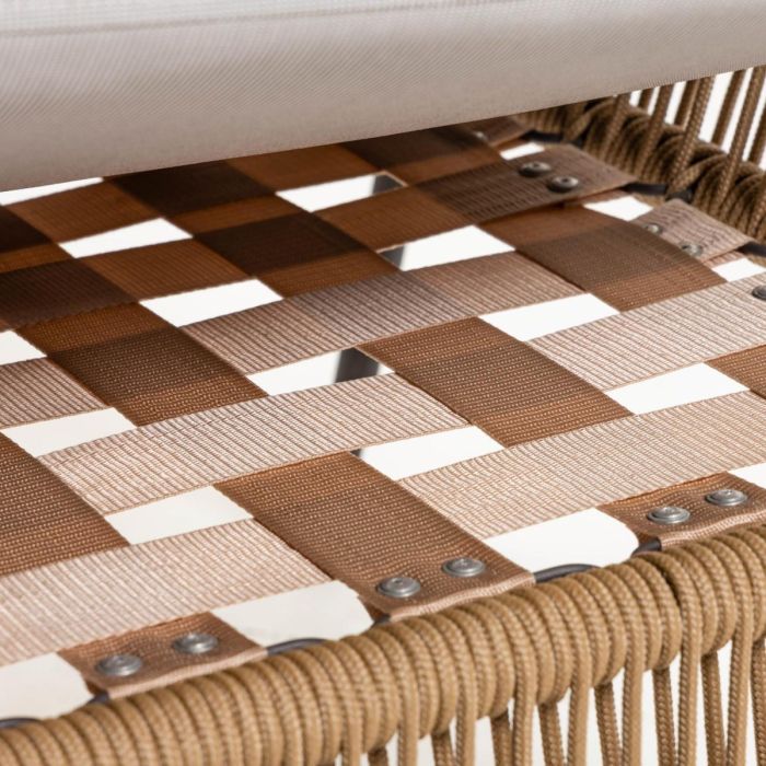 Sofá 2 plazas Cuerda Beige Acero, 133 Cm