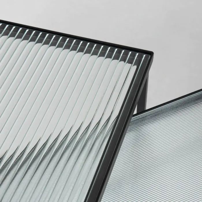 Set 2 Mesas Centro Industrial Metal Cristal 100 Cm