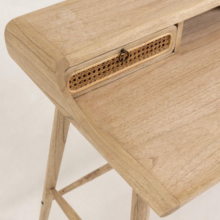 Escritorio Madera Mindi Ratán Natural, 110 Cm