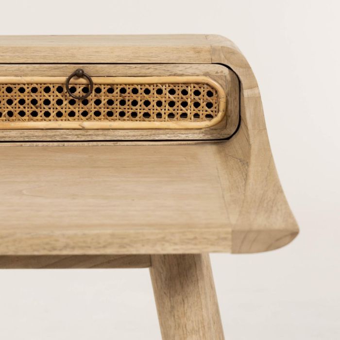 Escritorio Madera Mindi Ratán Natural, 110 Cm