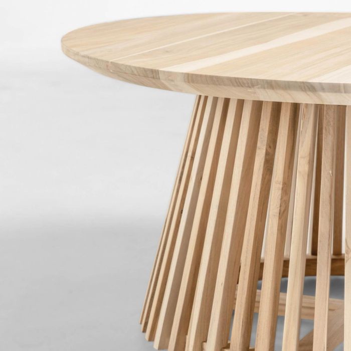 Mesa De Centro Redonda Escandinava Madera Teka