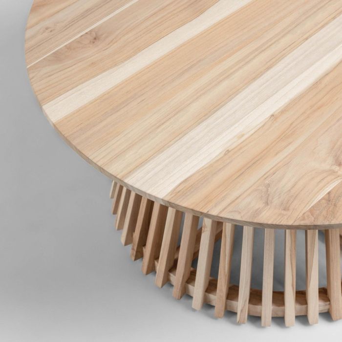 Mesa De Centro Redonda Escandinava Madera Teka