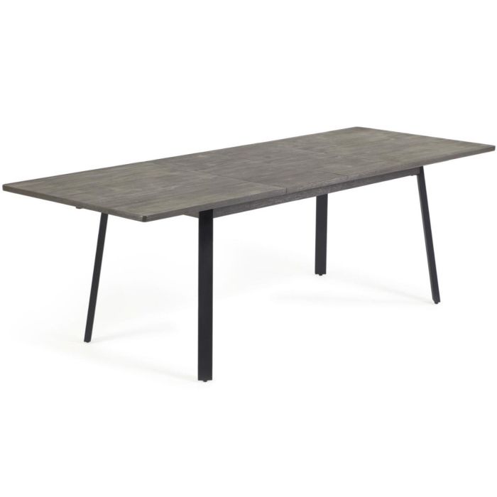 Mesa Comedor Extensible Indiann Estilo Industrial Diseño Moderno Gris Madera Acacia, 160 Cm