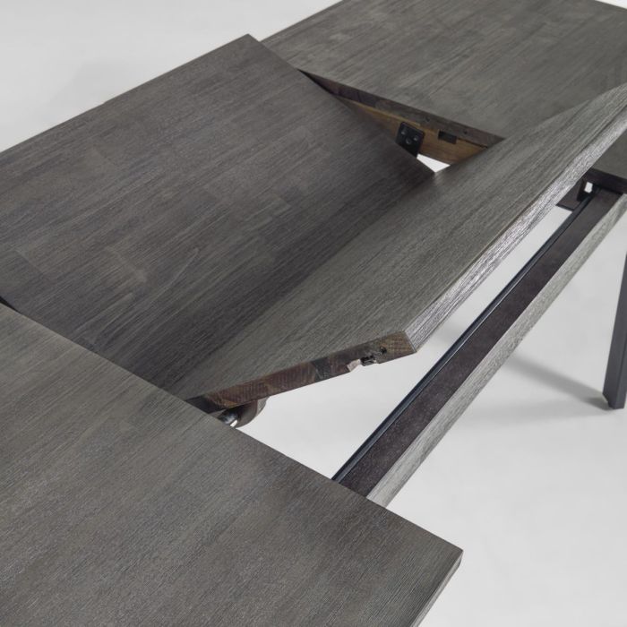 Mesa Comedor Extensible Madera Acacia Gris Acero, 160 Cm