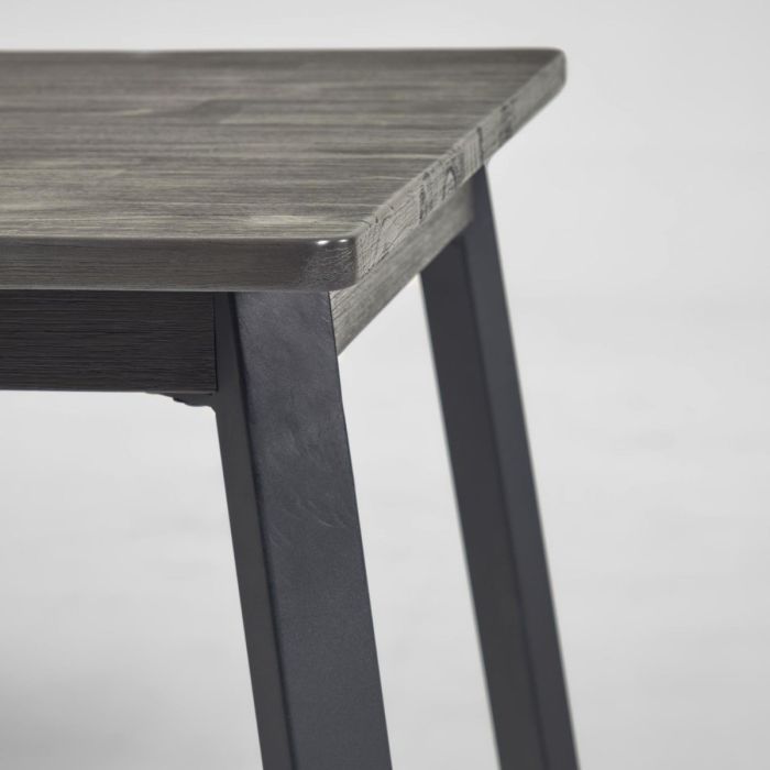 Mesa Comedor Extensible Madera Acacia Gris Acero, 160 Cm