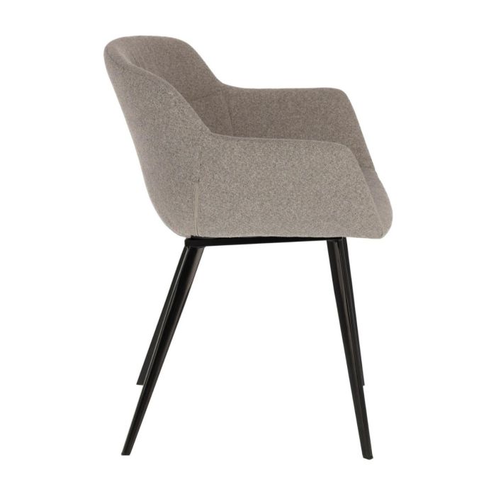 Silla Nórdica Moderna Tejido Gris Claro Patas Acero Negro