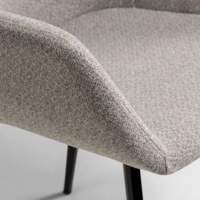 Silla Nórdica Moderna Tejido Gris Claro Patas Acero Negro
