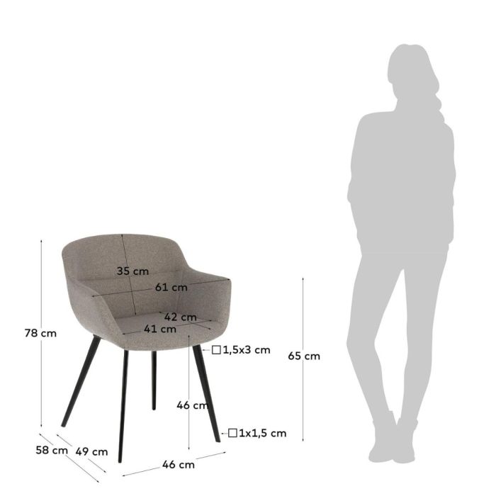 Silla Nórdica Moderna Tejido Gris Claro Patas Acero Negro
