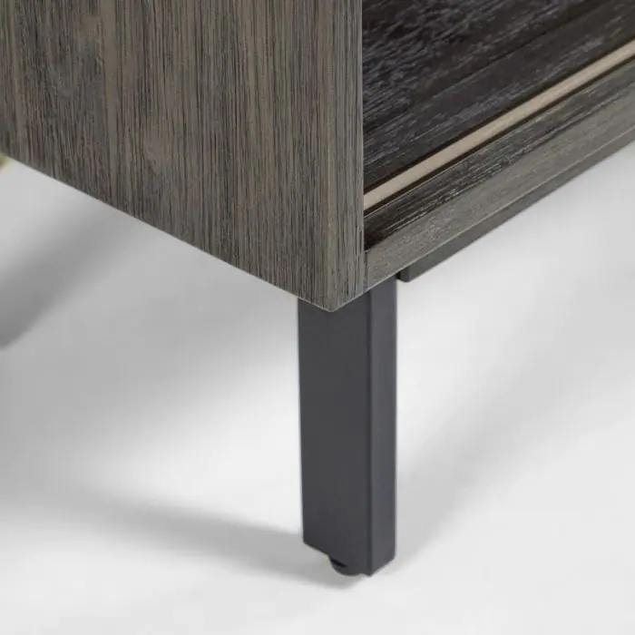 Estantería Madera Acacia Antracita 2 Puertas, 100 cm