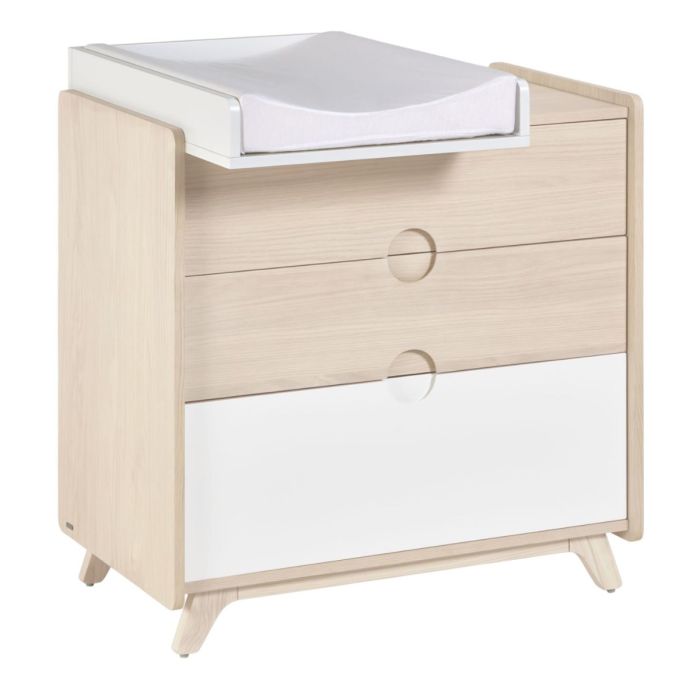 Cómoda Nunila Madera Natural Blanco, 90 Cm