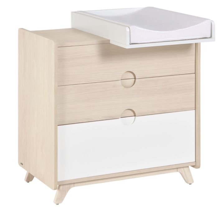 Cómoda Nunila Madera Natural Blanco, 90 Cm