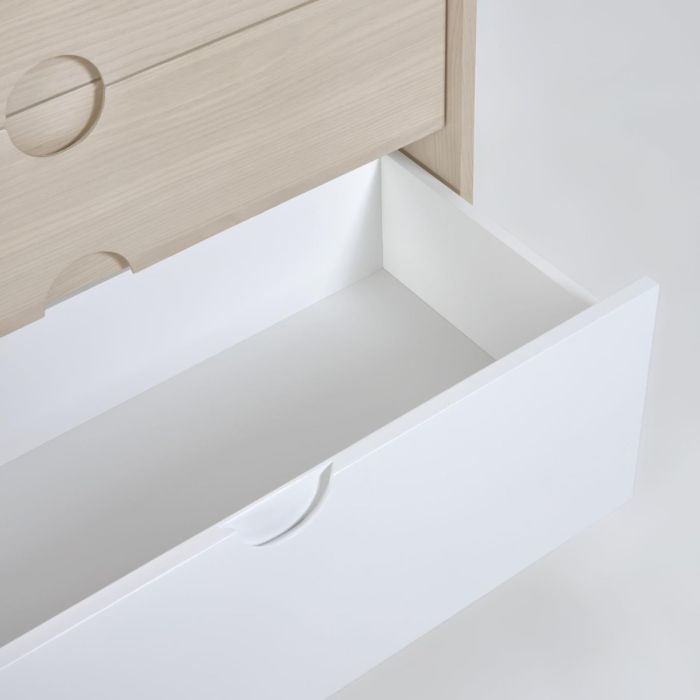 Cómoda Nunila Madera Natural Blanco, 90 Cm