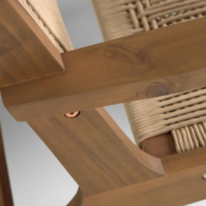 Sillón Ratán Madera Acacia Marrón Oscuro, 73 Cm