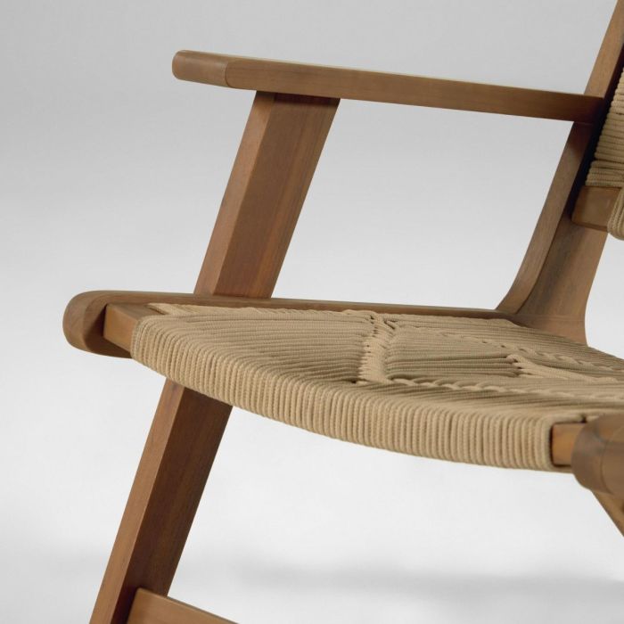 Sillón Ratán Madera Acacia Marrón Oscuro, 73 Cm