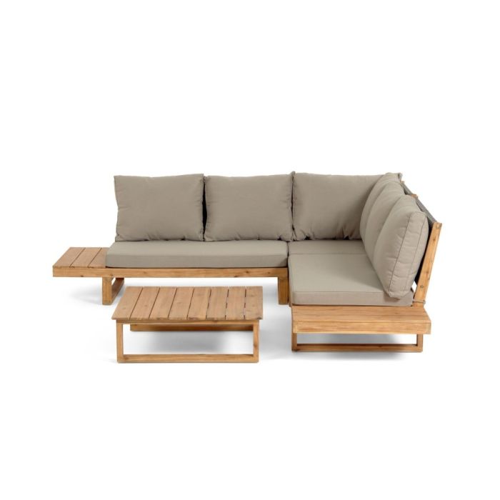 Set Sofá Mesa Exterior Flaviina Tejido Madera Acacia